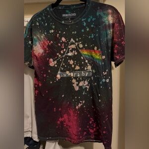 Pink Floyd Dark Side of the Moon Splatter Tie Dye Prism Men's Small Tee Vintage
